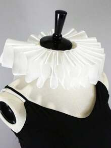 1pc White Pleated Fake Collar, Medieval Art Retro Multipurpose Fake Collar Accessory For Costumes And Stage Props - 白色 - 查看 7