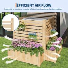 Hodeffior 2-Panel Wooden Privacy Screen With Integrated Planter Boxes, Freestanding Outdoor Privacy Fence For Patio, Yard, Balcony, Weather-Resistant Decorative Divider - Two flower pots - 查看 3