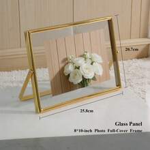 Suporte para porta-retratos em metal dourado, cor "Luz Quente do Sol de Outono", disponível nos tamanhos 4*6, 5*7, 6*8 e 8*10 polegadas, com vidro transparente. Decoração de mesa em estilo nórdico. - 1PC - Ver 13