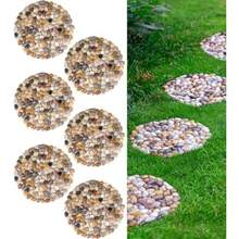 6 PCS River Rock Stepping Stones Outdoor 12 Inch Diameter Round Pavers Pebbles Polished Gravel For Garden Walkway - 12 圓度 - 查看 2