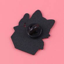 可爱卡通宠物狗珐琅徽章 趣味动物盆栽黑猫胸针翻领别针徽章 背包服装配饰 时尚首饰 朋友礼物 - 黑色 - 查看 7