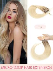 Human Hair Microlink Hair Extensions Microbead Human Hair Extensions Real Human Hair Micro Beads Fish Line Extensions Seamless Loop Hand Tied Hair Micro Loop Blonde Hair Extensions Bleach Blonde Cold Fusion Extensions For Daily - Multicolor - View 25
