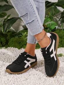 Hidkat Women's Summer Casual Flat Shoes, Lightweight Slip-On Outdoor Sports Shoes With Color Blocking, Comfortable And Non-Slip, Suitable For Spring And Autumn - 670 Black - View 5