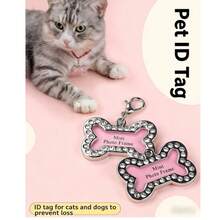 1pc Pet ID Tag, Dog Cat Anti-Lost Tag, Customizable Engraved Pendant, Pet Accessory - Multicolor - View 3