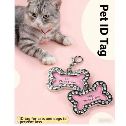 1pc Pet ID Tag, Dog Cat Anti-Lost Tag, Customizable Engraved Pendant, Pet Accessory