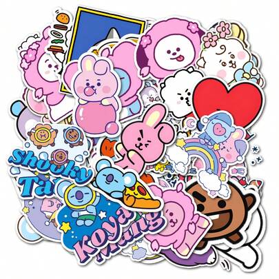 55张 ARIRANG BT21 贴纸，2026 BT-S THE COMEBACK LIVE | ARIRANG，BT-S ARMY 必备，粉丝礼物，K-Pop 防水贴纸，贴纸包，K-Pop 专辑防水贴纸，笔记本电脑和日记本装饰，V，JOOKHOOK