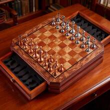 Easytoday Bộ cờ vua cao cấp 30,5cm/12inch tiêu chuẩn quốc tế với quân cờ bằng kim loại, bao gồm 2 quân Hậu bổ sung. Thích hợp làm quà tặng dịp lễ. - Nhiều màu - Xem 2