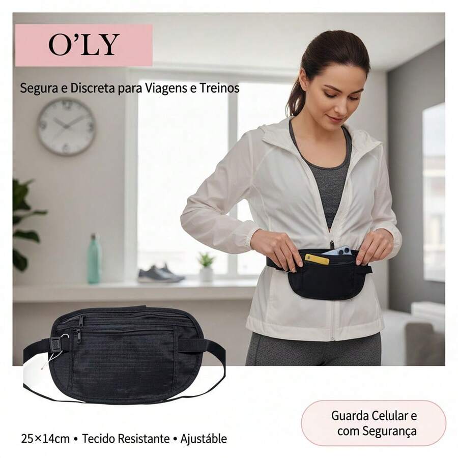 O'LY Compact Sports Fanny Pack | Waist Bag With Cell Phone And Document Compartments - Black - View 1