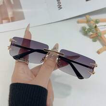 1 Pair Men's Metal Rimless Edged Personalized Fashion Glasses, Suitable For All Seasons - Multicolor - View 12