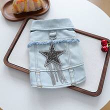 PETCIRCLE 1pc Pet Clothes, Dog Clothes For Small Dogs, Two-Leg Embroidered Dog Jacket, Dirt-Resistant Durable Dog Apparel - Tassel Star Jacket - Blue - View 13