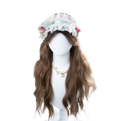 alicegarden 28-Inch Long Synthetic Wig Featuring A Natural Wavy Style In A Stunning Brown. Designed With Bangs , It Is Crafted From Heat-Resistant Fiber To Ensure Durability. This False Hairpiece Is Perfect For Daily Use, Offering A Natural And Realistic Appearance That Mimics. (Excluding Accessories)