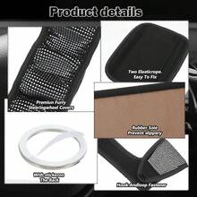 8pcs Bling Car Accessories For Women, Bling Steering Wheel Cover Bling Car Coasters Bling Set Seat Belt Shoulder Pads Ring Emblem Sticker Gear Shift Cover - 白色 - 查看 5