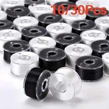 10/30Pcs Black White Sewing Machine Bobbins Spool Plastic Sewing Bobbins With Thread Singer Brother Sewing Machine Sewing Tools - 10-pack - View 1
