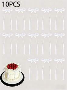 1/10/20pcs White Bow Shaped Cake Decorations, Suitable For Cakes, Cupcakes, Baby Showers, Birthdays, Weddings, Valentine's Day, Christmas, Graduations And More - Multicolor - View 9