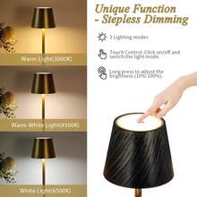 Portable Rechargeable LED Decorative Table Lamp, Touch Dimming, 3 Color Temperatures, Metal Minimalist Design, Square Base & Upright Lamp Body, Built-In Lithium Battery, USB Charging, Suitable For Bedside, Living Room, Study - Multicolor - View 4