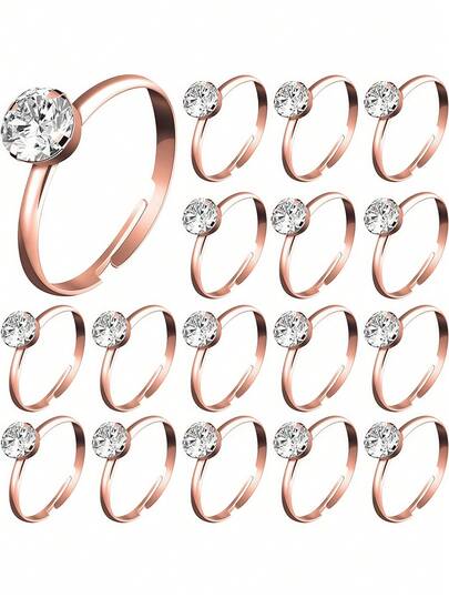 Nhẫn kim cương vàng hồng, nhẫn đính hôn có thể điều chỉnh kích cỡ, đồ trang trí bàn tiệc cưới, phụ kiện trang trí quà tặng, phụ kiện trang trí bánh cupcake, trò chơi tiệc độc thân, quà tặng tiệc tùng.