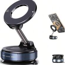 2026 New Adjustable Foldable Large Suction Cup Magnetic Car Phone Holder, N52 Strong Magnet, 360° Rotation, Dashboard Vacuum Suction Cup Mount, Suitable For Bathroom Tiles, Glass Surfaces, ABS Material, Round, Fashionable Design | Father's Day - Multicolor - View 8