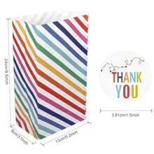 20个彩虹条纹纸质糖果袋，牛皮纸礼品袋带贴纸，适合婴儿派对、婚礼、情人节等场合。 - 彩色 - 查看 4
