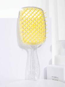 1pc Transparent Handle Hollow Comb, Transparent Shiny Hollow Hairdressing Comb, Styling Comb, Anti-Static Scalp Massage Comb, Dry & Wet Styling Tool, Transparent Comb, Dry & Wet Styling Tool, Smooth Hair Comb, Natural Curl Hair Massage Comb, Suitable For Straight & Curly Hair - Ladies Gentle Smooth Hair Comb - Multicolor - View 15