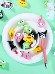 Bộ 2/3/6 hạt silicon Hello Kitty của Sanrio, hạt charm dễ thương để làm trang sức, móc khóa nơ đỏ, phụ kiện vòng tay, vòng cổ, bộ dụng cụ làm trang sức. - hạt silicon - Xem 4