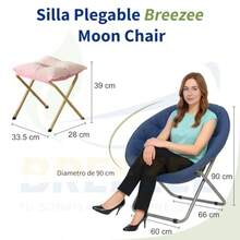BREEZEE Silla de Luna Plegable Acolchada Incluye Reposapiés Diseño Portátil Fácil de Transportar Suave y Cómoda Ideal para Camping Oficina Home Office Moon Chair Super Cómoda Sillón Platillo - Verde - Ver 3