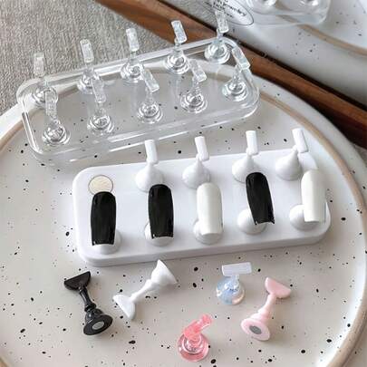 双排美甲练习架，亚克力底座，磁性美甲模板展示架，多色美甲支架，美甲架，美甲工具 - 初学者按压式美甲展示棋盘架，美甲沙龙技师工具