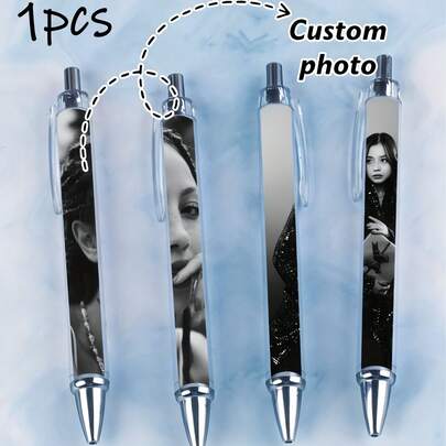 1pc Customizable Minimalist Ballpoint Pen, Support Custom Patterns, Unique Personalized Ballpoint Pen, Suitable As Small Gifts For Home Or School