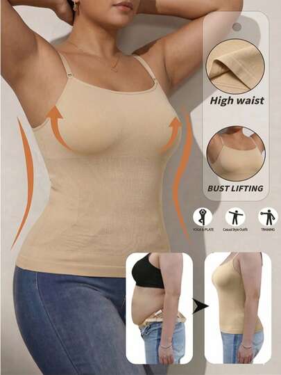 Camiseta de tirantes elástica sin costuras para mujer de talla grande, con tirantes ajustables, de color liso y ajuste ceñido, adecuada para deportes, uso casual y diario, para todas las estaciones, primavera