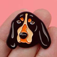 可爱卡通宠物狗珐琅徽章 趣味动物胸针 翻领别针 徽章 背包服饰配饰 时尚首饰 朋友礼物 - 黑色 - 查看 10