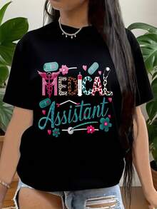 Medical Assistant Career Pride Shirt With Caduceus And Medical Symbols For Healthcare Professionals, 220g - màu đen - Xem 2