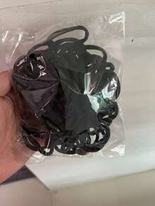 100pcs Seamless Thick Women's Black Hair Rings, Fashionable And Simple Elastic Hair Bands, Non-Damaging Ponytail Hair Ropes, Suitable For Daily Use - Black - View 11