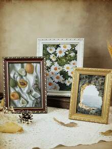1个金色浮雕复古奢华长方形相框，适用于卧室、走廊、家居装饰、儿童房、桌面装饰、生日礼物、毕业礼物等。 - 彩色 - 查看 3