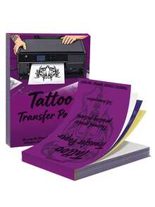 108 Piece Tattoo Set, Including 3 Markers  Red, Black, Blue, Precisely Cut For Body Art, Portable, Suitable For Tattoo Machines Hand Piercing Kits, Tattoo Supplies For Artists And Clients. High Quality Transfer Paper  Beautifully Packaged, Suitable As A Birthday Gift For A Friend. - 彩色 - 查看 4