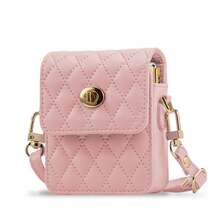 VIETAO Pink Leather Handbag Style Cardholder Crossbody Z Flip Series Mobile Phone Bag Compatible With Samsung Galaxy Z Flip 6 5 4 3 5G Portable Leather Bag With Long Strap Wallet Card Case Spring Gift Anniversary - Pink - View 1