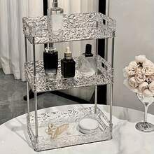 浴室必备！三层冰川纹理收纳架，防水防潮，梳妆台收纳架 - 透明 - 查看 3