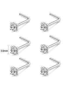 6件套钛金鼻钉男士鼻环，不锈钢鼻钉套装，闪亮圆形锆石鼻钉穿孔饰品套装，派对礼物 - 左欄 - 查看 9