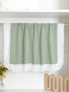 1pc Casual Minimalist Fashion Baby Knitted Blanket, Sweet Lace Patchwork Children's Cozy Throw Blanket, Suitable For All Seasons - Light Green - View 2
