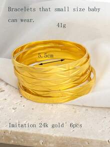 6件套精美独特雕花图案多层手镯，高端个性化设计 - 彩色 - 查看 24