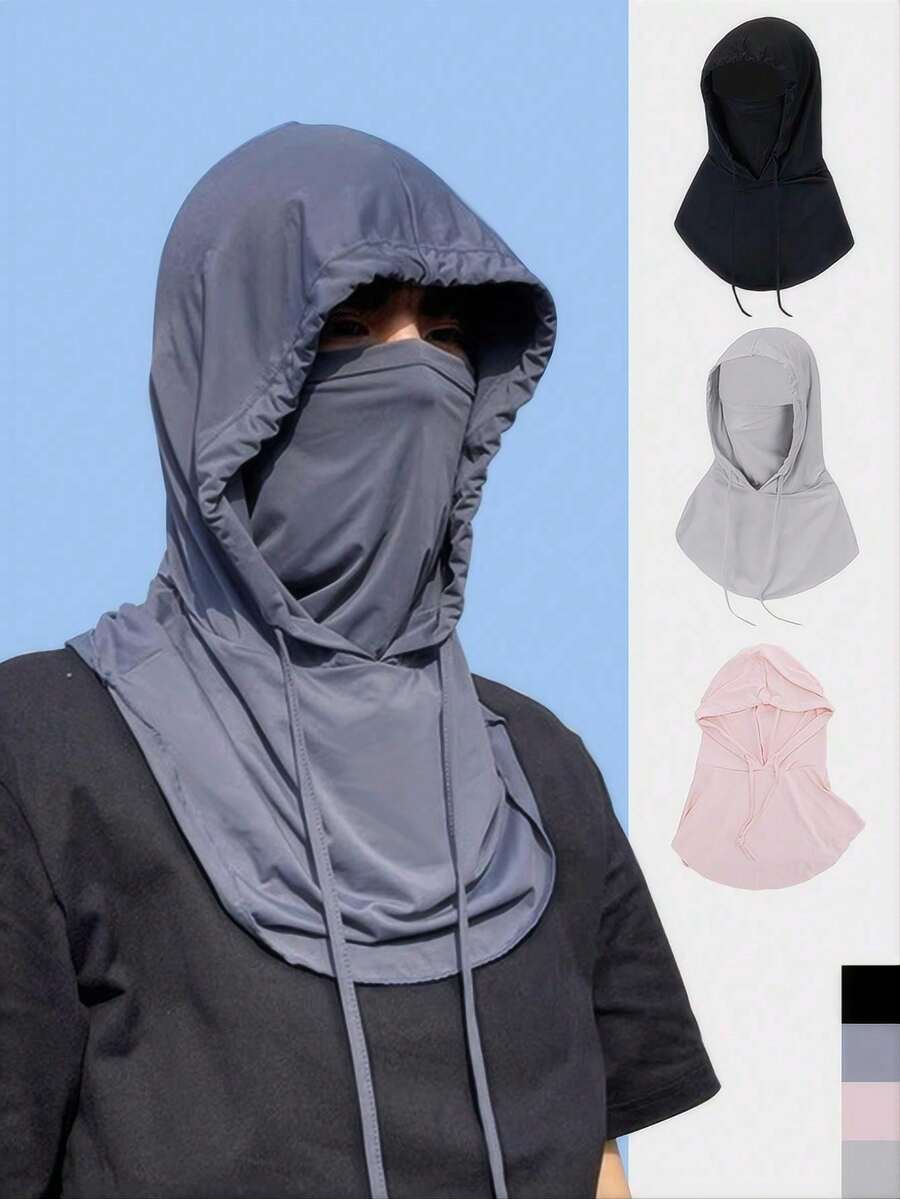 1pc Men's Half Face Covering Sun Protection Mask, Full Face Coverage, Ice Silk Breathable Scarf, Summer Driving Face Mask, Cycling Face Veil, Neck Gaiter, Face Mask With Hood - Breathable Full Face Cycling Helmet, Long Balaclava Face Mask For Summer Sun Protection And Cooling, Ski Mask - Multicolor - View 1