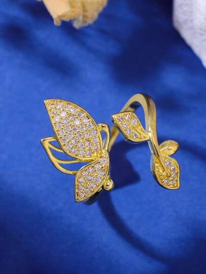 18K Gold Plated Copper Butterfly Design Minimalist Fashion Bracelet, Versatile Daily Wear For Women
