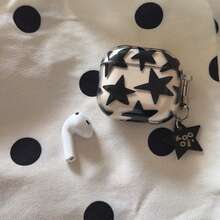 透明星形图案耳机保护套，亚克力防摔保护壳，兼容苹果Pro 3/2/4，节日礼物，适合送给女朋友 - 黑與白 - 查看 8