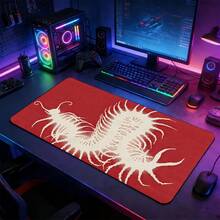 YUFZX 前卫白色抽象荆棘图案红色超大号游戏鼠标垫，带防滑橡胶底座的大号桌面垫，缝边锁边可水洗桌面垫，适用于游戏、家庭办公室，是游戏玩家、朋克和哥特美学爱好者的理想礼物 - 查看 10
