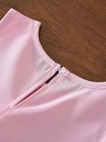 Summer Girls' 3D Floral Asymmetric Sleeveless Dress - Pink - View 4