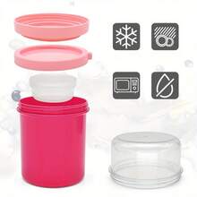 便携式水果沙拉、麦片和酸奶杯套装：防漏、可机洗，适合工作、学习和旅行 - 450毫升 + 250毫升，包含内置叉勺、密封酱料盒、微波炉适用（底层）和牛奶杯 - 彩色 - 查看 7