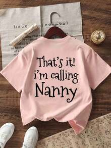 Tween Girls' Casual Funny Print Crew Neck Short Sleeve T-Shirt, Summer Top - Pink - View 5