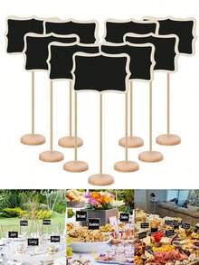 1/10pcs Mini Wooden Chalkboard Signs With Stands, Party Buffet Food Labels, Rectangular Blackboards, Wedding Venue Cards, Birthday Party Decor. Mini Rectangular Chalkboard Signs With Stands, Wooden Small Chalkboard Tags, Suitable For Weddings, Birthday Parties, Table Numbers, Food Labels And Special Event Decorations. - Multicolor - View 2