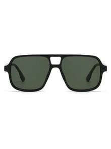 1 Pair Men's Black Pilot PC Frame Retro Double-Bridge Casual Fashionable Fashion Glasses - Black - View 3