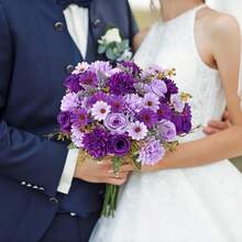 1/3件裝人造花球 菊花與玫瑰花束，適合臥室、廚房裝飾、DIY花環、秋季裝飾、室內/室外裝飾、桌面裝飾、婚禮裝飾、人造植物、教師禮物、女性禮物 - 紫色 - 查看 6
