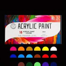 Acrylic Paint Set 12/18/24 Colors - Vibrant,  & Fade-Resistant - For Adults & Artists - Rich Pigments For Canvas, Wood Crafts & More - 1.69 Fl Oz Bottles - 12 Colors - View 6