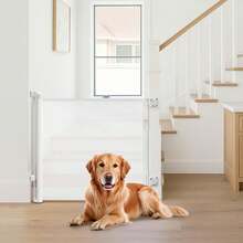 Retractable Stair Gate – 33" Tall Gate With One-Hand Operation For Stairs, Doorways, Hallways & Outdoor Use - White - 130cm - View 2